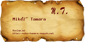 Mikó Tamara névjegykártya